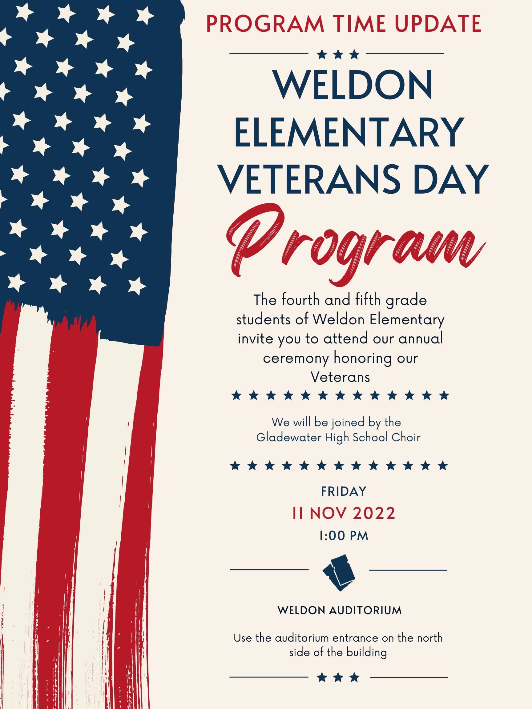 Vets Day @ WES 11/11 1:00 PM
